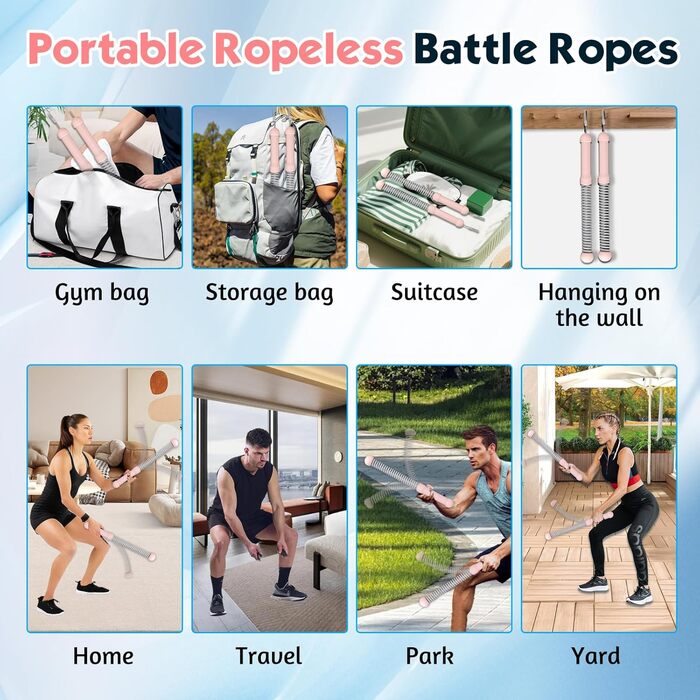 Битва-мотузка TOGETDREAM без мотузки, регульована, для тренування всього тіла, спалювання жиру, кардіо та силових тренувань, рожева