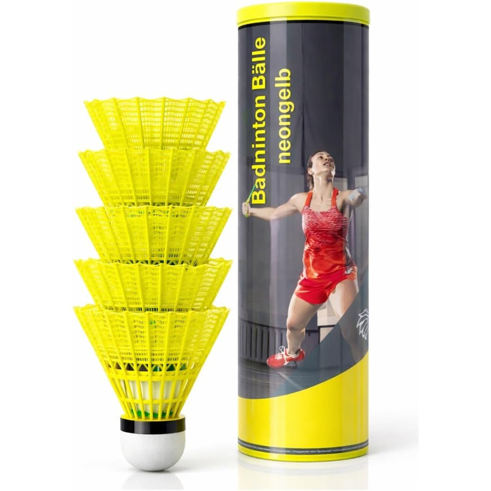 6 штук воланчики для бадмінтону жовтого кольору, для тренувань та змагань. Воланчики для бадмінтону для гри на відкритому повітрі та в приміщенні
