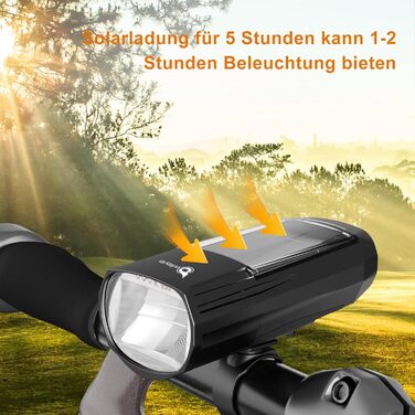 Owleye: комплект велоліхтарів на сонячній енергії, USB-зарядка (Type-C), StVZO, передній + задній ліхтар LED