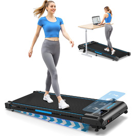 Бігова доріжка Walking Pad для дому з нахилом 9%, потужність 2.5HP, LED-дисплеєм та дистанційним керуванням, 12 програм, амортизація, до 150 кг, чорно-синя