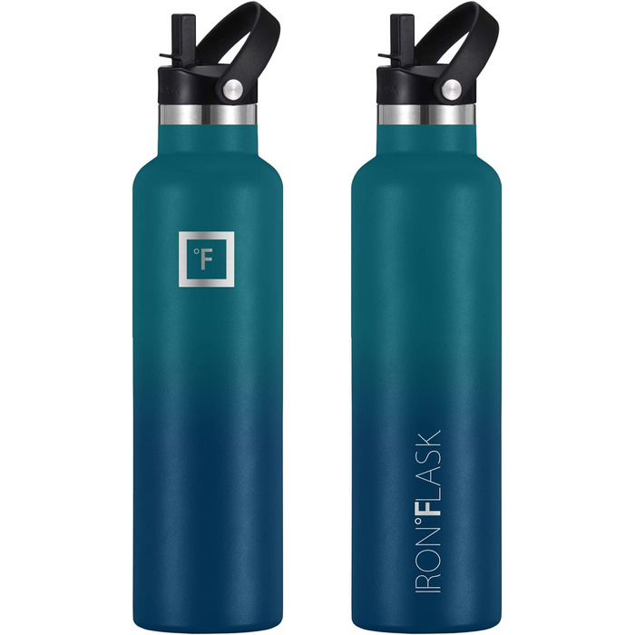 Термос-бутилка IRON FLASK 710 мл, нержавіюча сталь, 3 кришки (з трубочкою), вакуумна ізоляція, для спорту, гаряче/холодне, подвійні стінки