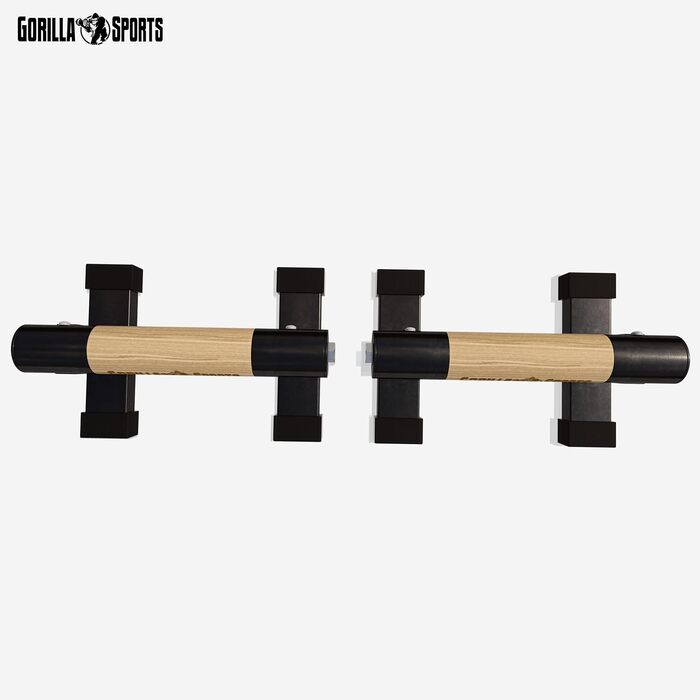 Ручки для віджимань Gorilla Sports® (2 шт) дерев'яні/сталеві, до 300 кг, з сумкою - для калістеніки, парних віджимань, стійки на руках