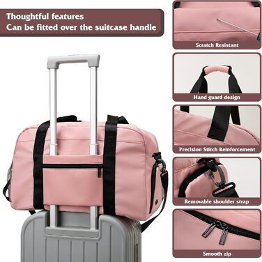 Спортивна сумка для жінок та чоловіків з відділенням для взуття та вологих речей, водонепроникна сумка-вікенд для тренувань, залу, плавання та сауни (рожева)