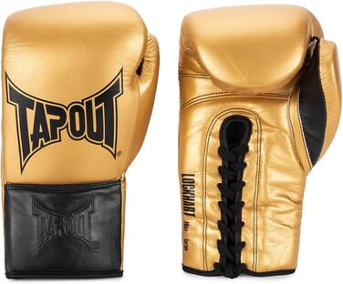 Боксерські рукавички Tapout LOCKHART зі шкіри, чорні/золоті, 10 унцій, 1 пара