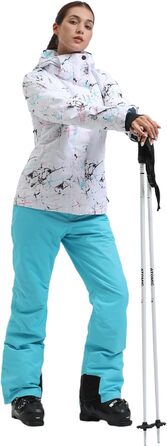 Жіночий гірськолижний костюм GSOU SNOW 2 частини: куртка та штани - водонепроникний, вітронепроникний, дихаючий, утеплений, з капюшоном (білий + синій, XS)
