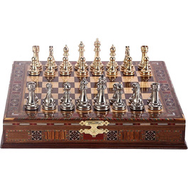 Набір шахів GiftHome Classic: ручна робота, дерев'яний, з шаховою дошкою з перламутром та внутрішнім відділенням для зберігання