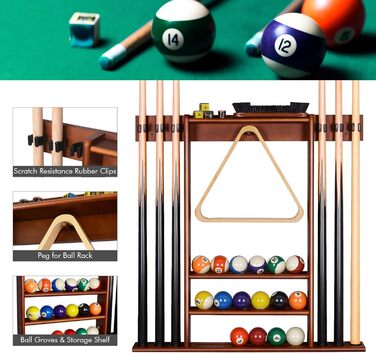 Підставка для бильків XCSOURCE: органайзер для 6 бильків та аксесуарів для більярдного столу