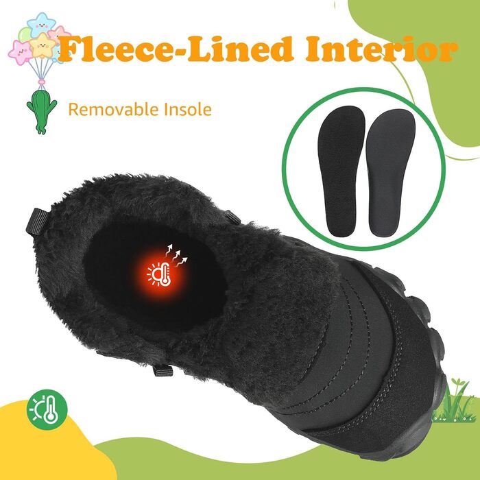 Дитячі зимові шкарпетки-черевики Saguaro, теплі, з підкладкою, для прогулянок, розмір 26-36 (32 EU), чорний