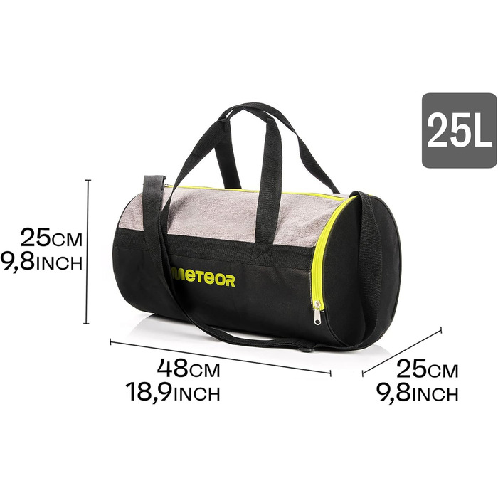 Спортивна сумка Meteor 25 л сіра/неонові зелений - для школи, тренувань, подорожей