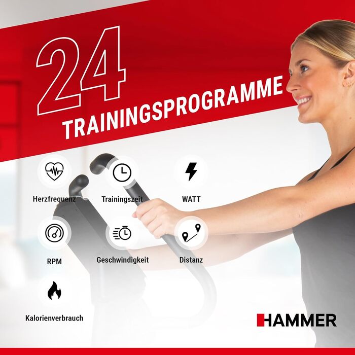 Велотренажер HAMMER Cardio Motion BT для дому, з Bluetooth, тихий, зручний сідло, легкий вхід, підходить для літніх, тримач для планшета, 110x52x140 см