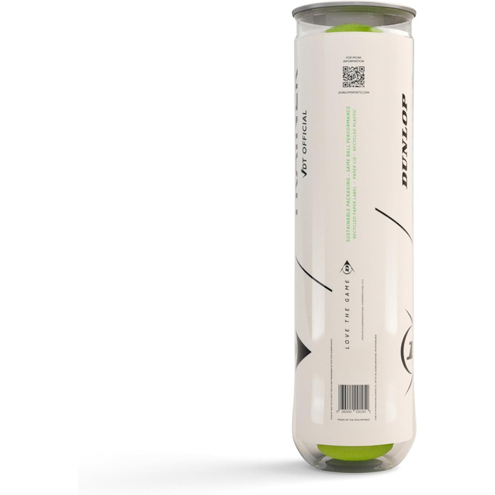 Тренувальний тенісний м'яч Dunlop VDT Premium, офіційний - для ґрунту, хард-корту та трави (4 шт.)