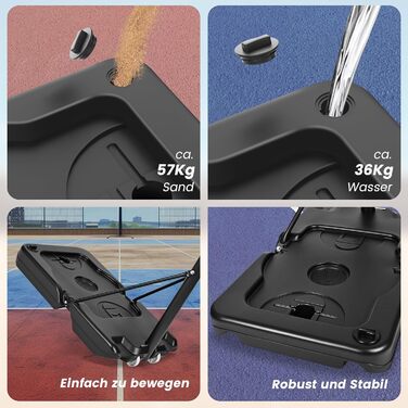 Баскетбольний кошик SAMAX на стійці, регульована висота 100-305 см, з колесами, сітка в комплекті. Підходить для гри в саду, на спортивному майданчику та полі, для дорослих та дітей.