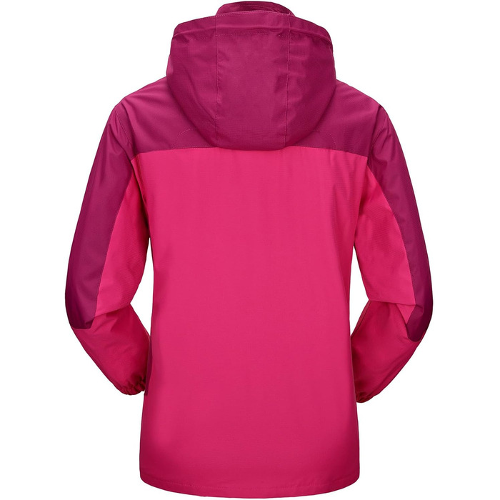 Жіноча трекінгова куртка Outdoor Легка перехідна куртка Вітронепроникна куртка Водонепроникна куртка-дощовик Дихаюча функціональна куртка з відстібаною капюшоном, Рожево-червоний колір, Розмір L