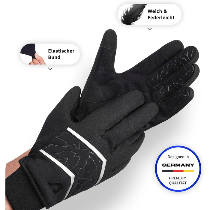 Велосипедні рукавички Alpensattel Polartherm: вітро- та водонепроникні, зимові для жінок та чоловіків, до -10°C, з функцією сенсорного екрану, S-XXL