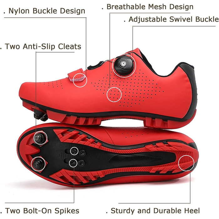 Велосипедні черевики для чоловіків та жінок, унісекс, MTB, Mountainbike, Radsportschuhe з 2 болтами та шипами, практична поворотна застібка, Bikeschuhe, фіолетовий, 39 EU