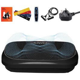 Віброплатформа Lifepro Waver Mini з пультом та гумками для фітнесу - компактний вібраційний тренажер для лімфодренажу, тонусу м'язів, 99 рівнів інтенсивності, 10 програм Schwarz