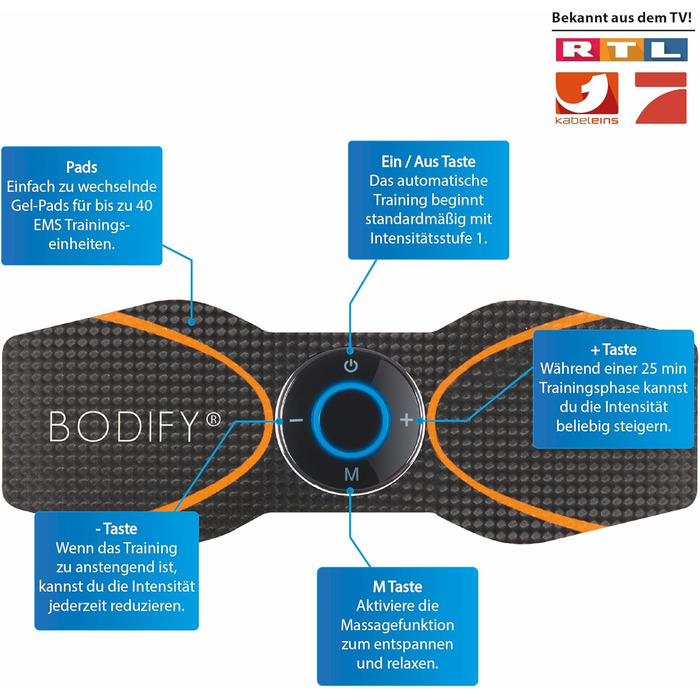 Bodify® 2-в-1 EMS тренажер для стимуляції м'язів рук і ніг, електростимулятор для нарощування м'язів, оригінальний EMS фітнес-тренер