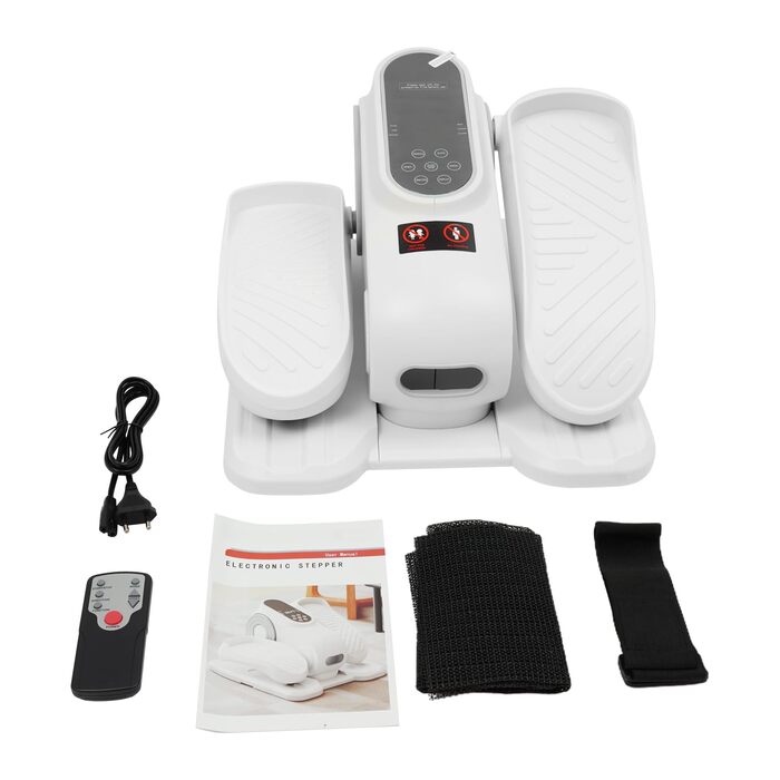 Еліпсотренажер електричний, міні-еліпсотренажер з пультом дистанційного керування та неслизьким килимком, 12 швидкостей, тихий, для офісу, підлітків, людей похилого віку (білий)