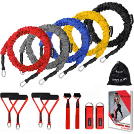 Набір еластичних стрічок Coolrunner для фітнесу: 14 шт., до 68 кг, з ручками та кігтями