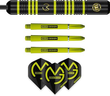 Дарти WINMAU Michael Van Gerwen MvG Ambition Professional (латунь) з пір'ям та стрижнями, сталеві та м'які (20 г)