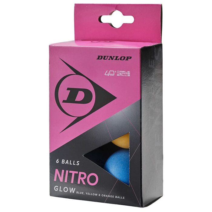 Набір м'ячів для настільного тенісу Dunlop Nitro Glow 6 шт. різнокольорові, для розваг