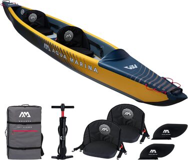 Надувний каяк Aqua Marina Tomahawk AIR-K 440 см для 2 осіб, преміум, жорсткий Drop-Stitch, морський/жовтий