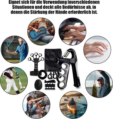 Набір для тренування рук MOORSTDEL: 6шт. Тренажери для пальців, кисті, силові вправи, реабілітація, ерготерапія