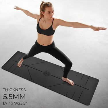 Килимок для йоги Plyopic Ultra-Grip Pro+ – антиковзаюча поверхня, комфортний та стійкий до поту. Лінія вирівнювання. Для йоги, пілатесу, бікраму та хот-йоги