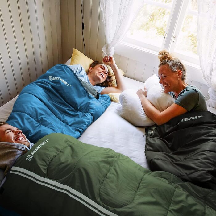 Спальний мішок Bessport зимовий для дорослих, 3-4 сезони, легкий, ультралегкий, компактний, водонепроникний, для кемпінгу, трекінгу та подорожей, блакитний