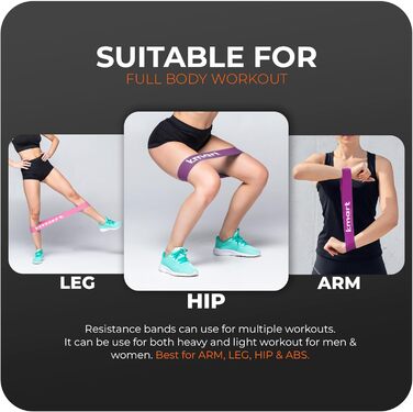 Фітнес-еластичні стрічки 5 рівнів опору, латекс, з сумкою для перенесення, для фітнесу, пілатесу, йоги, тренувань вдома та в залі, різні кольори для різного опору (рожевий та фіолетовий дует)