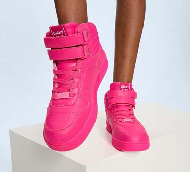 Жіночі баскетбольні кросівки Lucky Step з кріпленням на липучці - стильні штучні шкіряні кеди білого кольору (38 EU, Гарячий Рожевий)