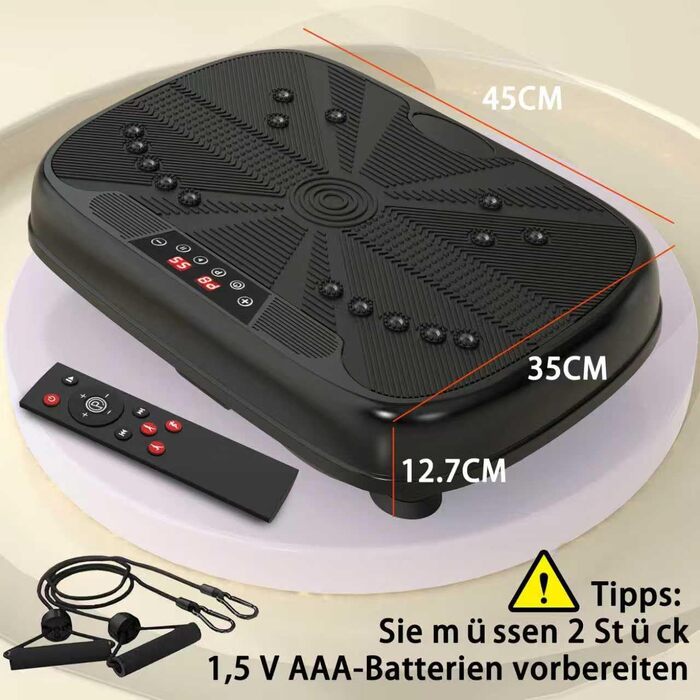 Вібраційна платформа для дому, 99 рівнів інтенсивності + 10 програм тренувань, пристрій для тренування всього тіла для нарощування м'язів та спалювання жиру, в комплекті з 2 фітнес-гумками (зелений/чорний)