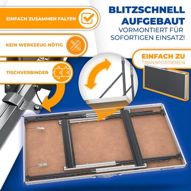KESSER® Багатофункціональний стіл Profi 3 в 1, 100x60 см, антрацит - розкладний стіл для дому, ярмарку, кемпінгу, витримує 90 кг