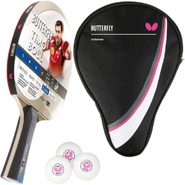 Настільний тенісний ракетка Butterfly Timo Boll Platin для професіоналів, ITTF сертифікований, анатомічна ручка, комплект з чохлом і 3 м'ячами