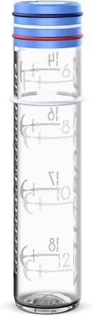 Мотиваційна пляшка для води NAVIGATOR 1 л, скляна, з маркуванням часу, блакитна, без BPA, для газованої води, ударостійка, герметична
