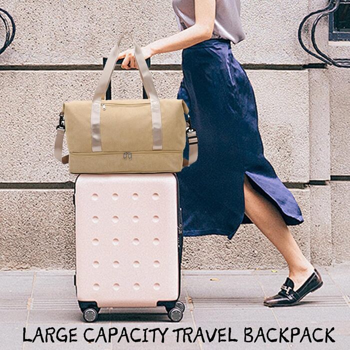 Спортивна сумка YOUYIKE для жінок та чоловіків 20-35Л з відділенням для взуття та вологих речей, дорожня сумка-вікендер для фітнесу, тренувань та подорожей (Коричневий/Жовтий)