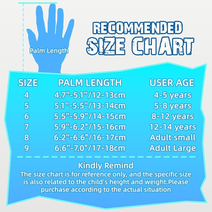Воротарські рукавички WVVOU для дітей та підлітків, футбольні, подвійний захист, супер зчеплення (Blue, 4)