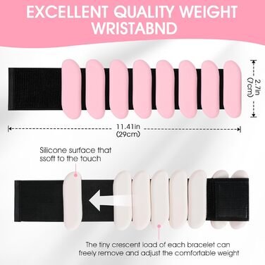 Гантелі на зап'ястя, 2 шт., регульовані силіконові браслети для жінок та чоловіків, 0,9 кг (Рожевий)