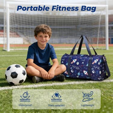 Спортивна сумка Flintronic для дітей та дівчат, сумка для плавання з відділенням для вологих речей, синя, 46x20x25 см