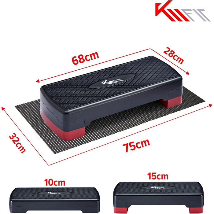 Степпер для дому KM-Fit | Степ-бенч для фітнесу з регулюванням висоти | Спортивний степпер для аеробіки до 200 кг