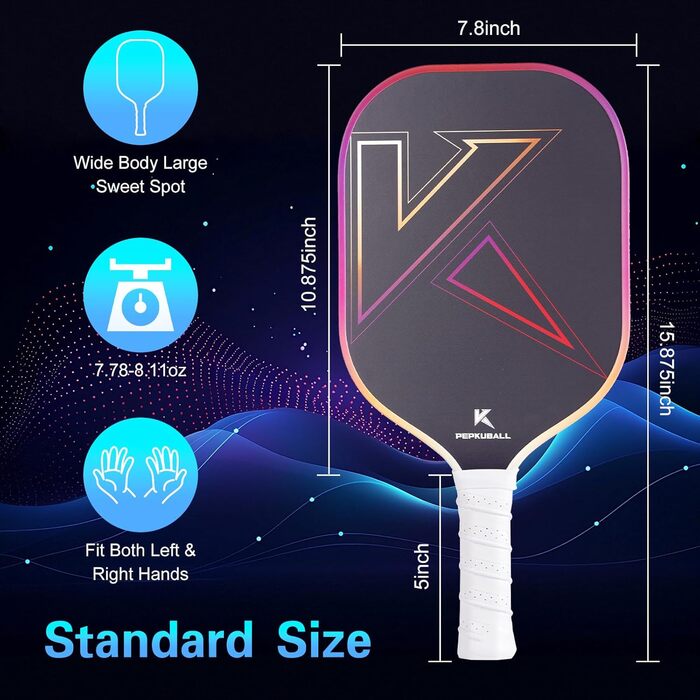 Набір для піклболу: ракетки та лопатки з фібергласовою поверхнею, для чоловіків та жінок