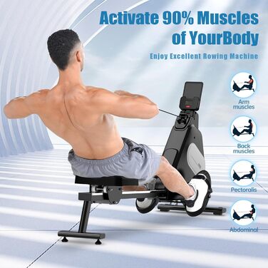 Складне тренажер для дому Dskeuzeew з 16 рівнями опору. Магнітний тренажер для кардіотренувань до 160 кг. Чорний колір.