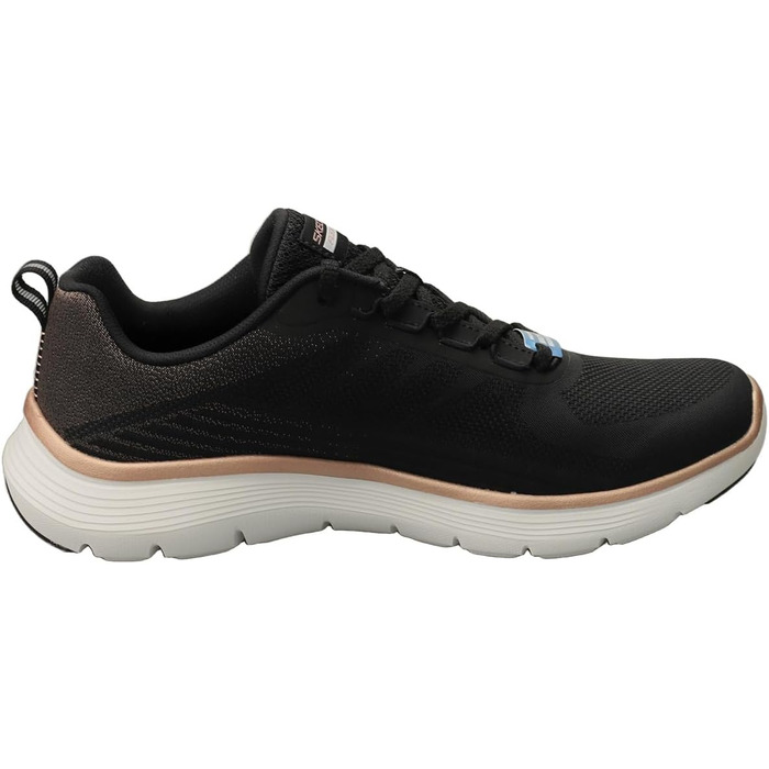 Жіночі кросівки Skechers Flex Appeal 5.0 — Спортивне взуття з дихаючої сітки, чорні з червоно-золотистим декором, розмір 38.5 EU