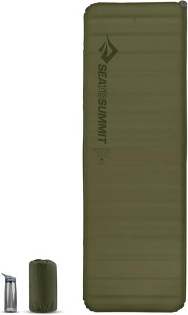 Килимок для кемпінгу Sea to Summit Camp Pro Sef Infating - великий, 198x64 см, зелений, з набором для ремонту та насосом