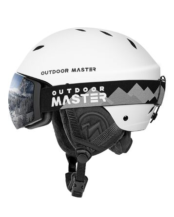Комплект OutdoorMaster Kelvin: гірськолижний шолом та професійна маска для лиж і сноуборду, білий, розмір L