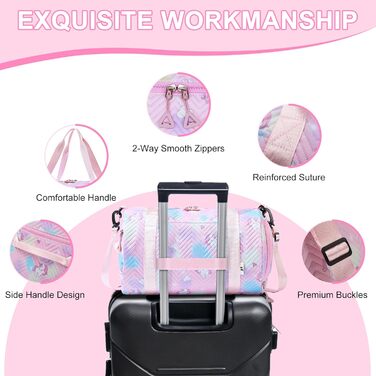 Спортивна сумка для дівчаток з єдинорогом, водонепроникна сумка для плавання з відділенням для взуття та мокрих речей, маленька дамська сумочка, спортивна сумка для подорожей, фітнесу, школи, плавання, рожева