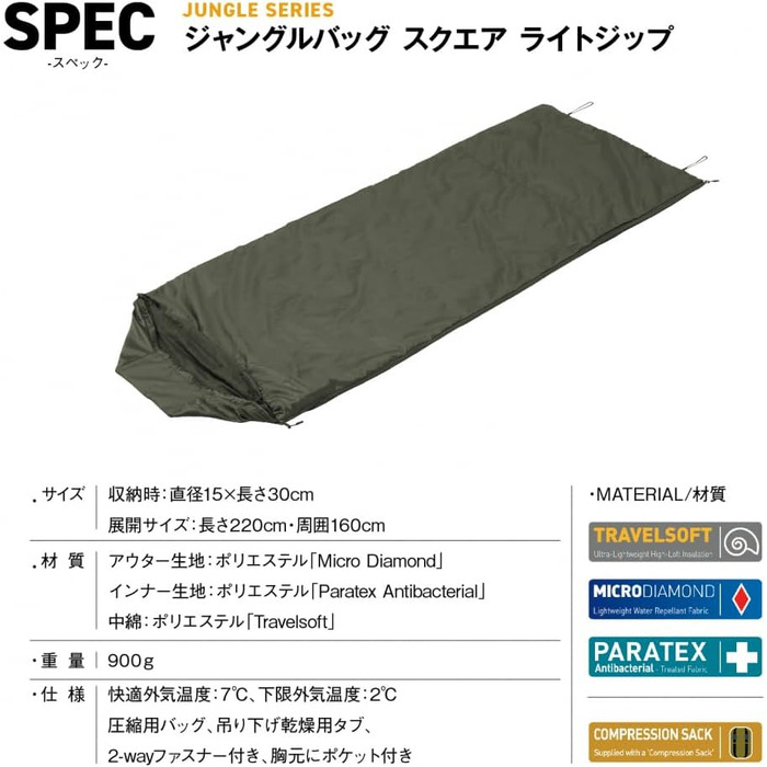 Сплячий мішок Snugpak Jungle Bag WGTE з вбудованою москітною сіткою - Легкий, гігієнічний спальний мішок/плед для кемпінгу та експедицій у тропічному кліматі (Оливковий, права блискавка)