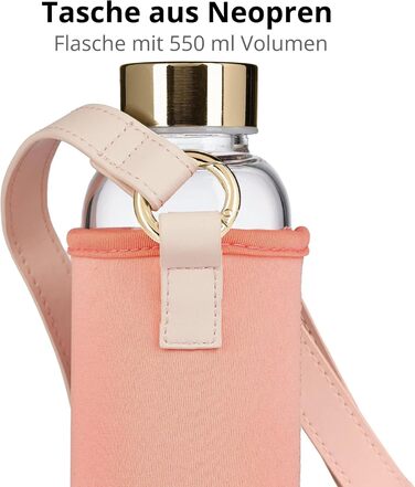 Скляна пляшка Botty Bag 550 мл з неопреновим чохлом, герметична, для гарячих і холодних напоїв, коралова