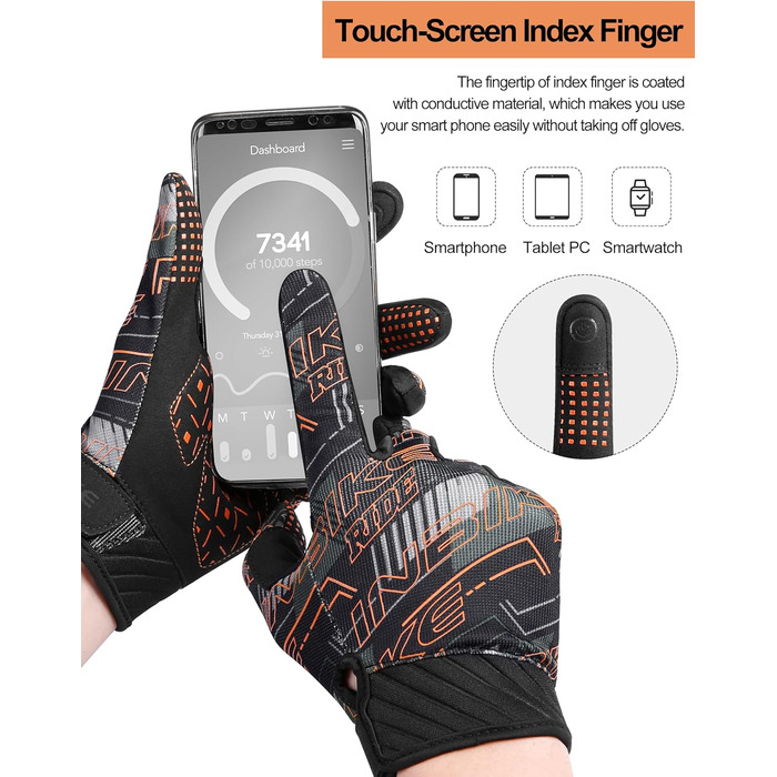 Велосипедні рукавички INBIKE для чоловіків, бігові рукавички, ударостійкі, еластичні, світловідбиваючі, дихаючі, помаранчеві, XXL