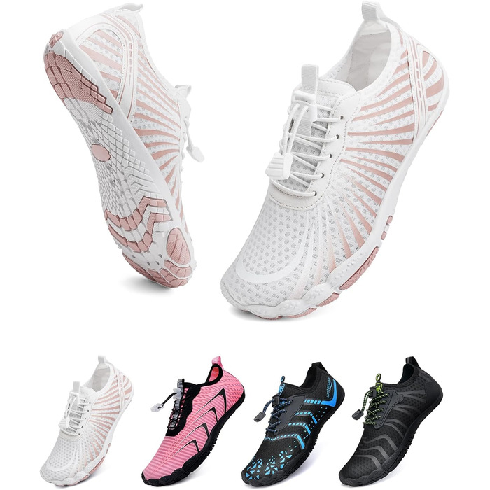 Водні шкарпетки WateLves: унісекс, для чоловіків та жінок, швидко сохнуть, з антиковзкою підошвою та широкою носовою коробкою. Білий, оранжевий, 39 EU